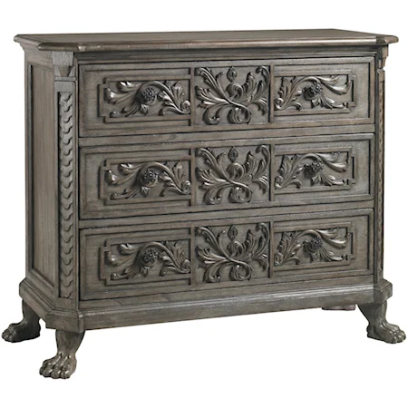 Lewiston Three-Drawer Dressing Chest with Hand-Carved Lion's Paw Feet